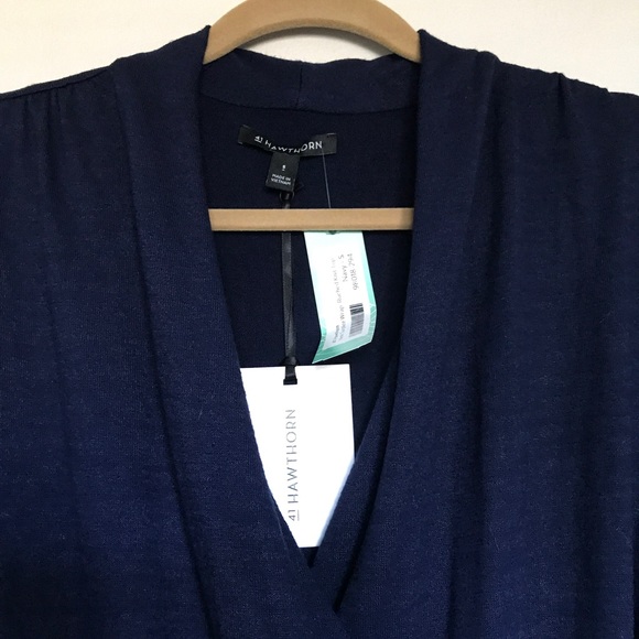 41 hawthorn henri surplice wrap ruched knit top